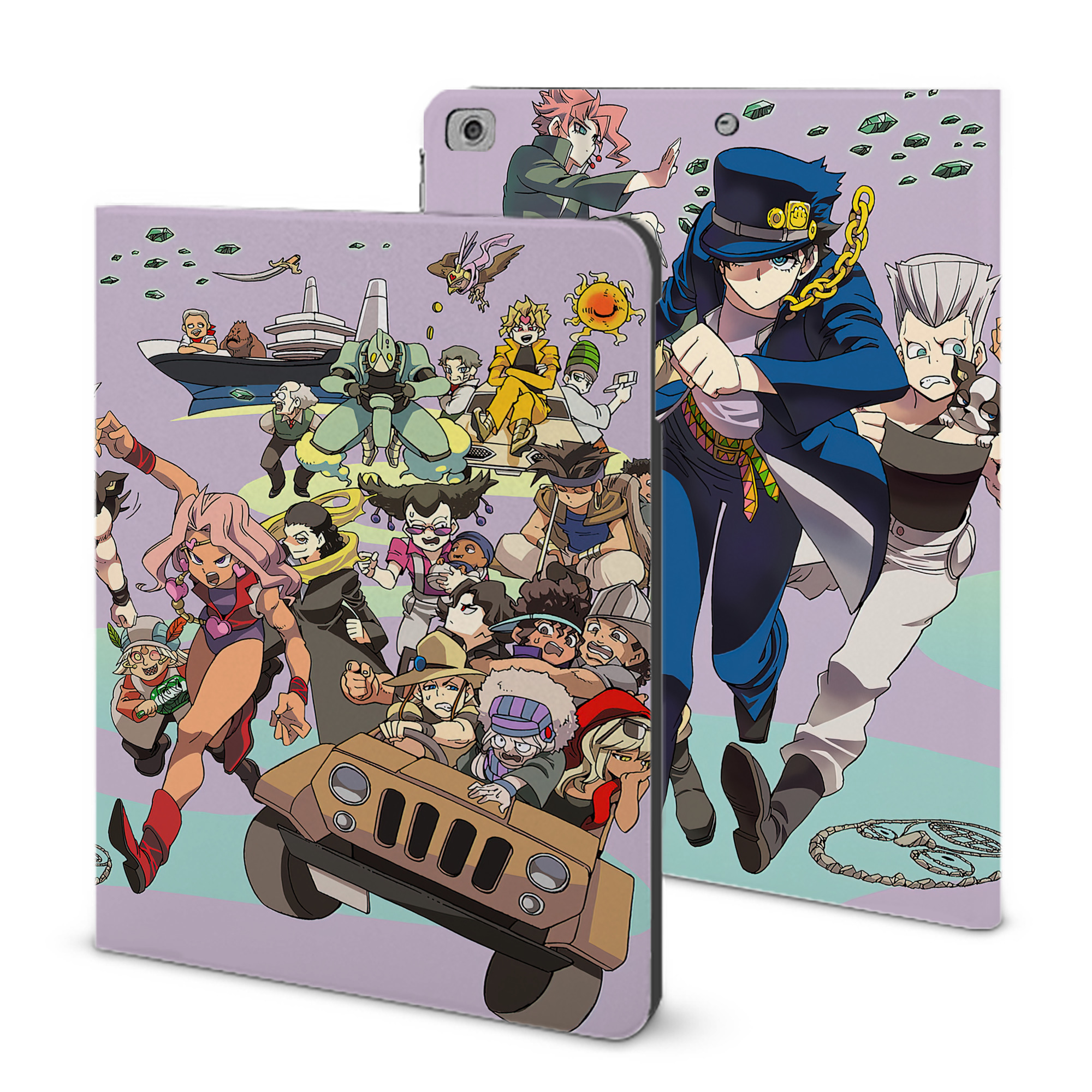（画像用） ジョジョの奇妙な冒険 JoJo's Bizarre Adventure IPad ケース ブック型 PUレザー TPU 耐衝撃 軽量 薄型 ペン収納なし 全面保護 IPad 各モデル対応